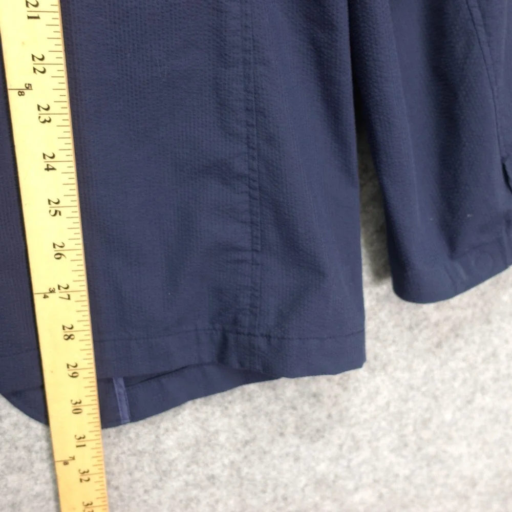Uniqlo Seersucker Sport Coat Men LARGE 44R SLIM Navy Jacket Summer Unlined Light